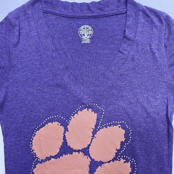 RIVALRY THREADS 91 Clemson Tiger Paw T-Shirt Juniors Small 3-5 Purple Rhinestone - Picture 6 of 13